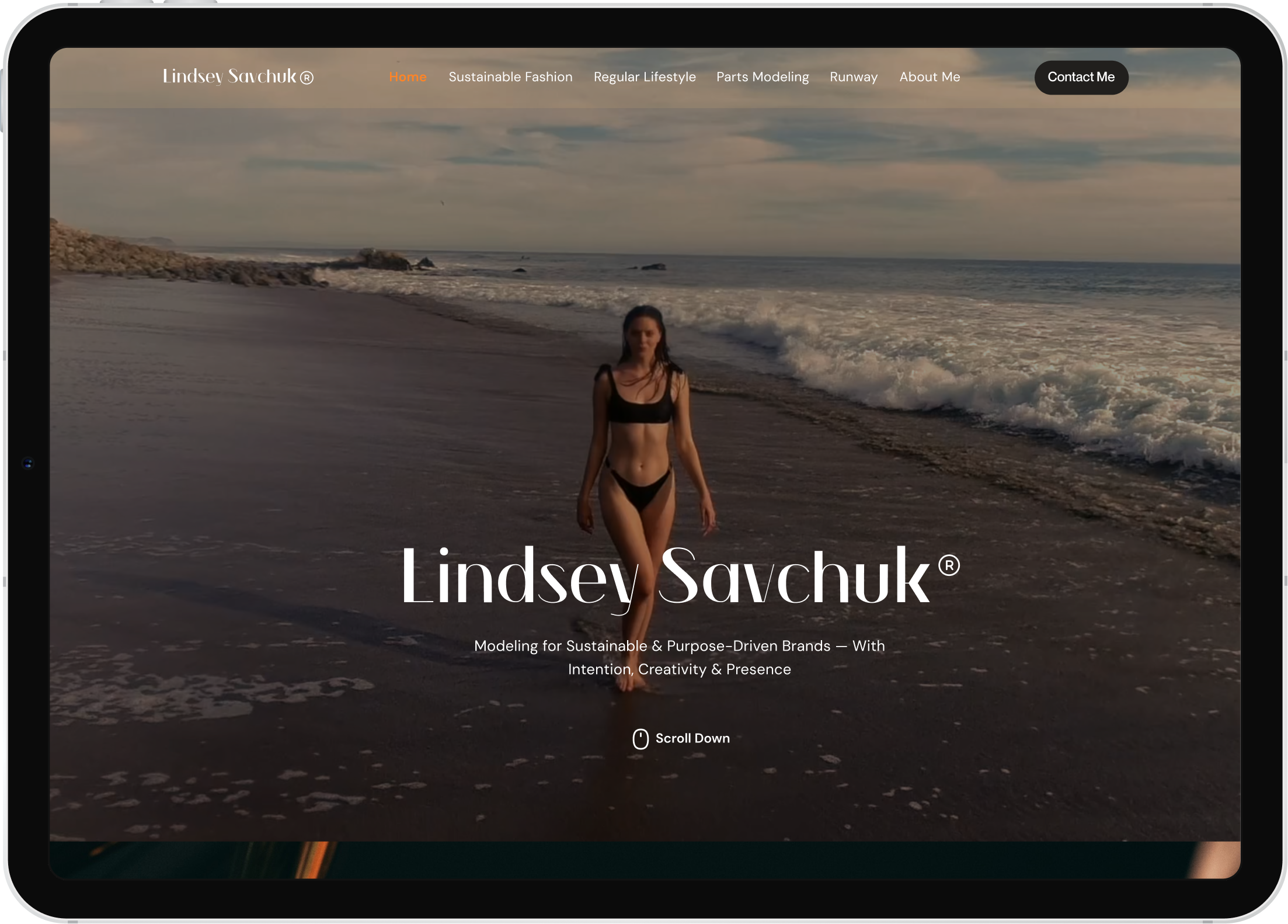 Portfolio website tablet interface