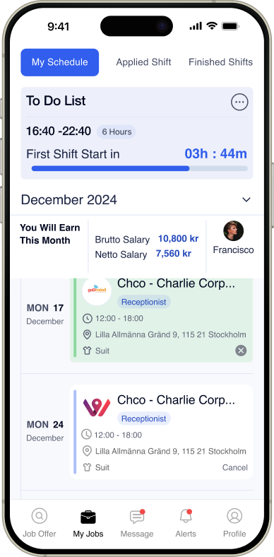 Assignments mobile interface